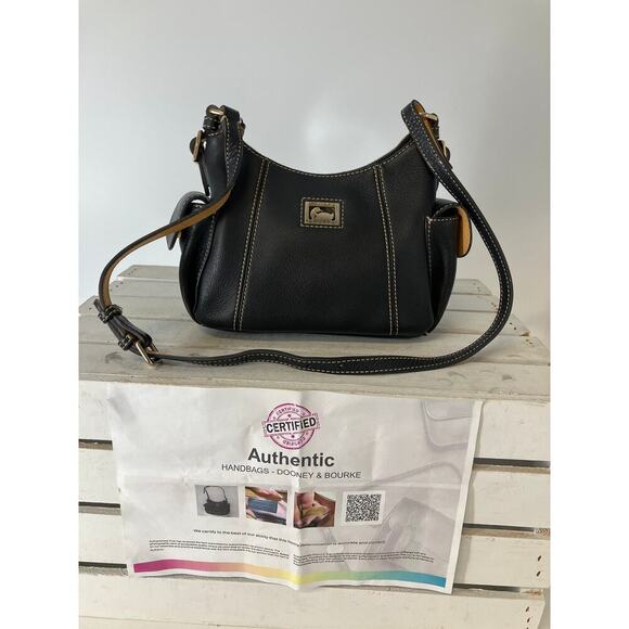 DOONEY & BOURKE SMALL BLACK PEBBLED LEATHER SHOULDER BAG - Picture 2 of 16